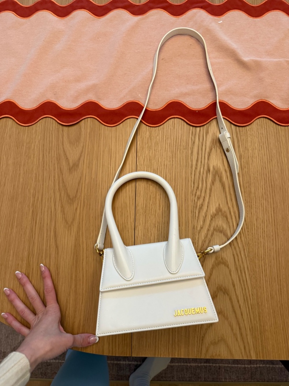 Jacquemus Le Chiquito Moyen White and Gold Mini Leather Shoulder Bag